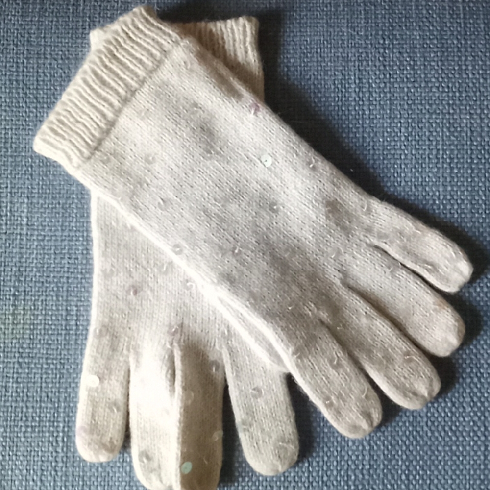 JLo Angora Wool Blend Sequined Gloves